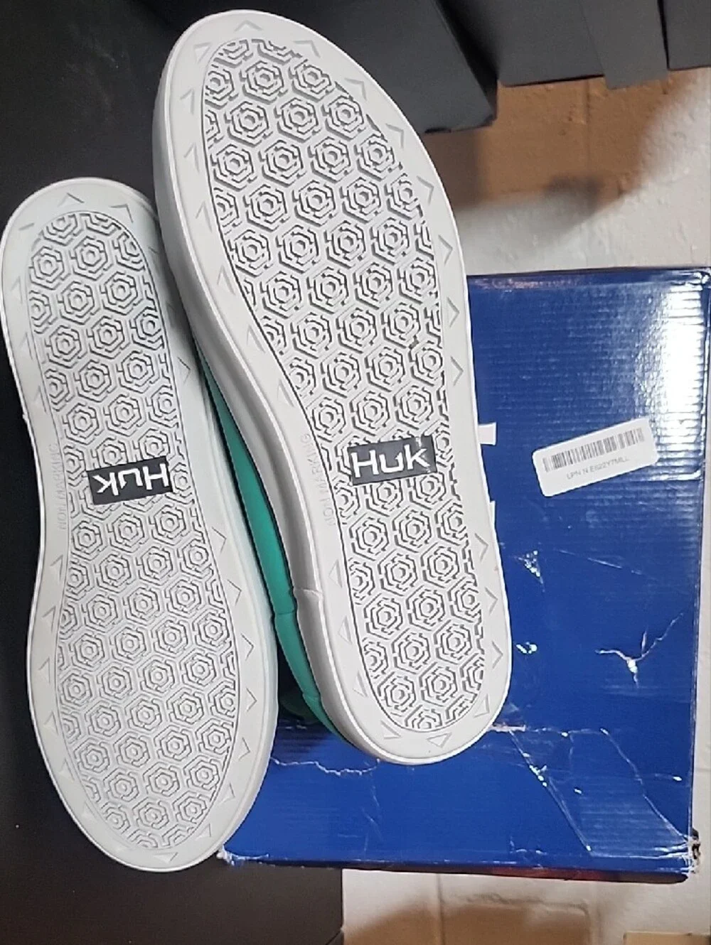 Huk Teal and White Slip-On Water Sneaker